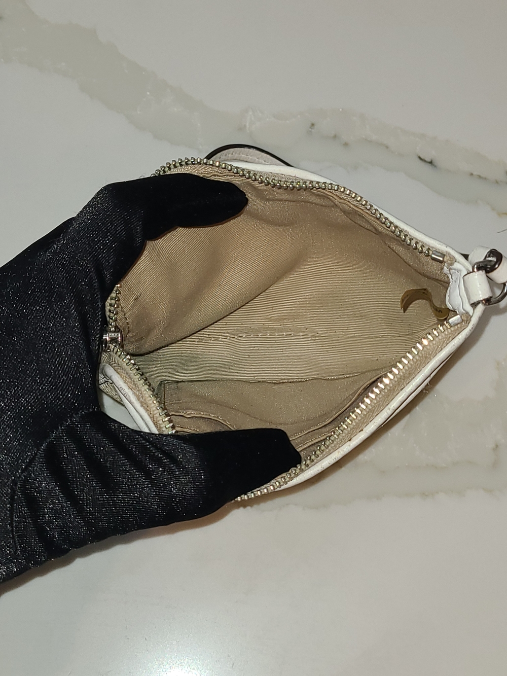 COACH Metallic Beige Wristlet Pouch - Picture 6 of 8
